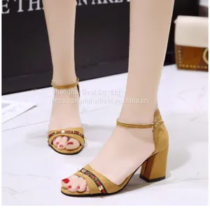 Thick Heel High Heel Sandals Fish Mouth Rivet Fashion Women's Shoes thumbnail-1