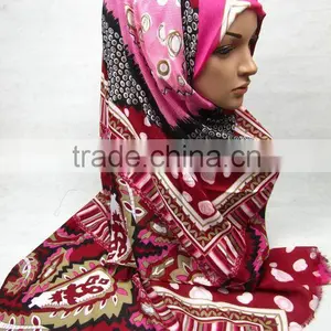 S779 Hot Sale Big Size Cotton Twill Muslim HeadScarf Arabic Long Scarf thumbnail-1