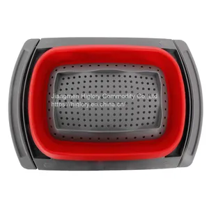 Collapsible Colander Silicone Fruit Vegetable Draining Basket Folding Kitchen Strainer Filter Basket thumbnail-1