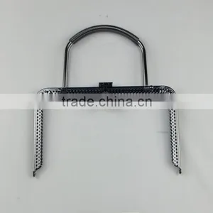 Factory Price DIY Black Chrome Kiss Lock Pinhole Handbag Frame With Handle thumbnail-1