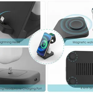2023 Hot Selling Fast 3 in 1 Charger Stand Dock Foldable Magnetic Quick 23W Support OEM thumbnail-3