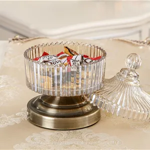 Wholesale Luxury Vintage Crystal Colorful Glass Candy Jars Storage Jar Candle Container With Lid For Festival Use thumbnail-4