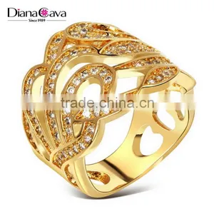 Latest Design Party Dress Cubic Zirconia Chunky Big Size Women Gold Wedding Ring thumbnail-1