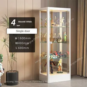 White Curio Cabinet for Anime Figures|Glass Display Case With Adjustable Shelves thumbnail-1