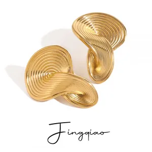 Non-Fade 18K Gold Plated Earrings - Tarnish Resistant Stainless Steel Fashion Jewelry thumbnail-3