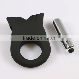 2016 Thick Silicone Vibrating Cock Ring Black Colors Available Sex Toy for Men thumbnail-5