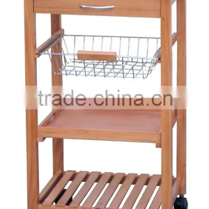 STAINLESS TOP WOODEN TROLLEY thumbnail-1