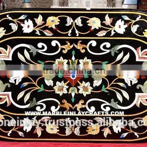 Marble Oval Inlay Table Top thumbnail-1