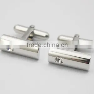 CZ Crystal Stone Stainless Steel Cufflinks For Men's Shirts thumbnail-1