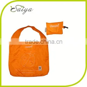 Printed Polyester Shopping Bag With Wooden Handles thumbnail-1