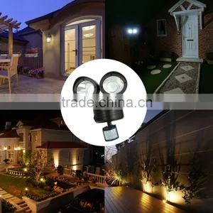 New 22LEDs PIR Motion Sensor Light LED Solar Powered Lamp Rotatable Double Dural Heads Security Wall Lamp for Outdoor Garden thumbnail-1