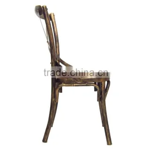 Antique Bronze Metal Cross Back Dining Chair thumbnail-3