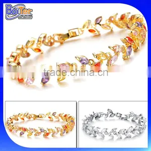 High Quality Color CZ 18K Yellow Gold Plating Bracelet Dubai Gold Jewelry CZ Bracelet Wholesale thumbnail-3