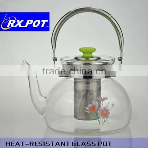2016 New Design Gifted High Quality Borosilicate Pyrex Glass Tea Pot With Stainless Steel Infuser 1500H thumbnail-4