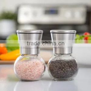 Trade Assurance OEM Package Glass Manual Salt And Pepper Grinders Mills Bottles With Stainless Steel Cap-Round thumbnail-2