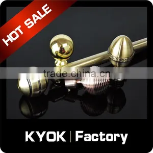 KYOK China Made Curtain Poles Accessories ,Polished Brass Double Curtain Rods 28mm thumbnail-6