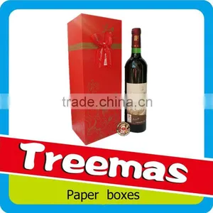 Paper Red Wine Gift Box With Hot Stamping and Ribbon Packaging and Printing Box in Guangzhou China thumbnail-1