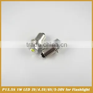 P13.5S 1W LED Torch Globe Bulb 3V/4.5V/6V/5-30V thumbnail-1
