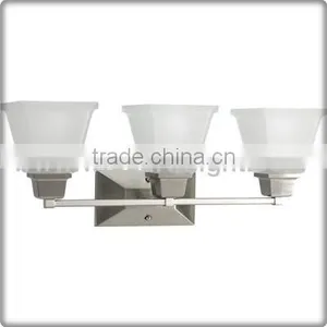 UL Listed Hotel Supplier Glass Shade 3 Light Bathroom Vanity Hotel Light In Nickel Finish W40170 thumbnail-1
