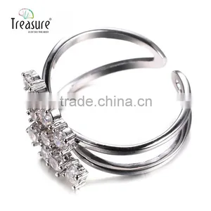 Hot Jewelry Designer Zircon Ring Crystal Silver Ring Bridal Jewelry Costume Jewelry thumbnail-2