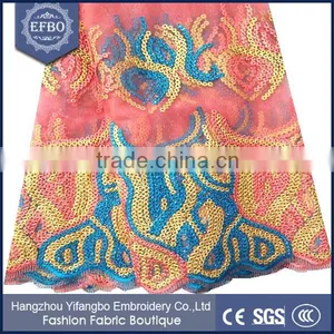 Top Selling Softextile Embroidery Lace Fabric George for Wedding Dress thumbnail-2
