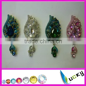 2014 New Design Rhinestone Applique Handmade Strass Crystal Brooches for Wedding Dress thumbnail-1