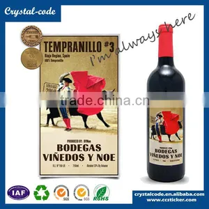 High Quality Custom Adhesive Waterproof Wine Bottle Label for Glass Bottle thumbnail-1
