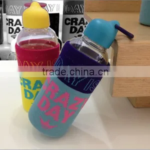 Glass Water Bottle With Silicone Sleeve Glass Sports Bottles thumbnail-1