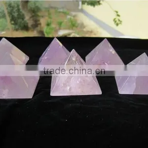 Natural Rock Pink Quartz Cut Crystal Pyramid thumbnail-2