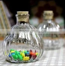 Clear Art Deco Tapered-Top Squat Glass Vase/ Glass Candle Holder/ Candy Jars With Cork Caps thumbnail-4