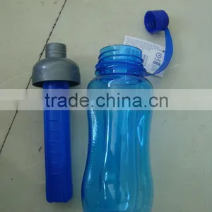 Transparent Double Wall Plastic Ice Cup With Crooked Straw thumbnail-1