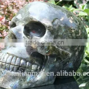 Amazing Black Obsidian Carved Crystal Skull/black Obsidian Stone Skull Sculpture thumbnail-2