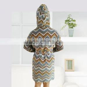Kevince Women Flannel Pyjama Robe Wave AOP Printed Knitting MOQ 1000pcs OEM Factory Directly thumbnail-4