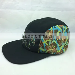 Wholesale Customize Design Your Own Logo Black 5 Panel Hat With Printing Logo thumbnail-2