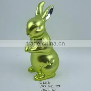 2012 Ceramic Easter Electroplating Rabbit Figurine thumbnail-1