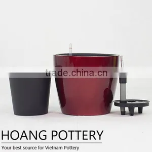 Round Fiberglass Flower Pot - Quality Planter Outdoor and Indoor Decor thumbnail-1
