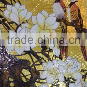 SMM03 Gold Background Mosaic Flower Tile Mural Interior Finish Backplash Mosaic thumbnail-1