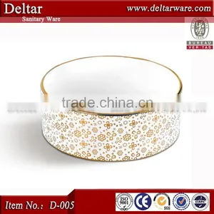 Sanitary Ware Made in China, Modern Bathroom Vanity With Gold Flower Picture, Coloured Bathroom Basins for Sale thumbnail-4