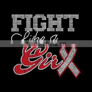 Fight Like a Girl Cancer Hot Fix Rhinestone Transfers Wholesale thumbnail-1