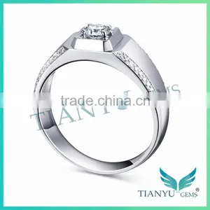 1.5 ct White Color G Moissanite Diamond Sliver Ring for Men thumbnail-2