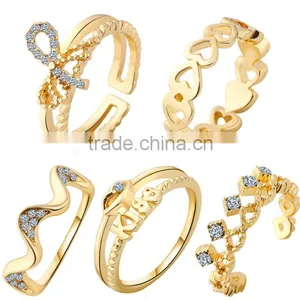 New Design Gold Finger Ring With Diamond Promotional Shinny Silver Rings Knuckles thumbnail-2