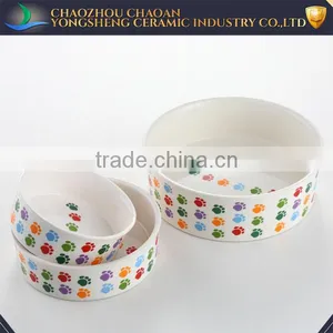 Wholesale Colorful Cat Dog Footprint Decal Ceramic Pet Bowl thumbnail-1