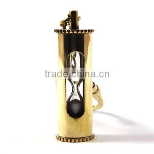 Brass Keychain Marine Hour Glass Key Chain Nautical Keyring thumbnail-1