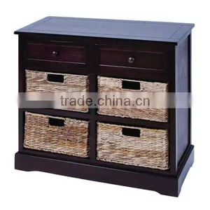 Modern Beautiful Exquisite Wooden Storage Cabinet With Wicker Baskets thumbnail-1