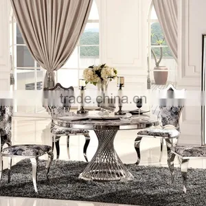 TH381 Hot Sale Modern Marble Stainless Steel Dining Table thumbnail-2