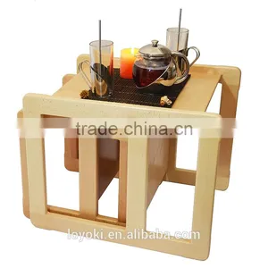 3 in 1 Children's Multifunctional Beech Wood Kids Table and Chairs Set of 2 Also Can as Nest Coffee Table Table and Chair thumbnail-3