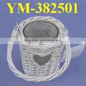 Wicker Candle Holder With Handle thumbnail-1
