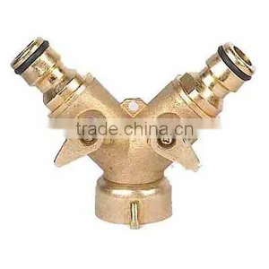 Brass 2 Way Quick Release Coupling With Valve Gardening Watering High Quality OEM Custom-made. EU thumbnail-1