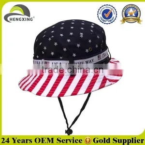 Custom Hot Sale American Flag Bucket Hat+String thumbnail-1