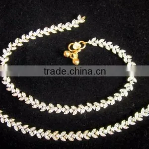 CZ American Diamond PAYAL Anklets Pair thumbnail-1